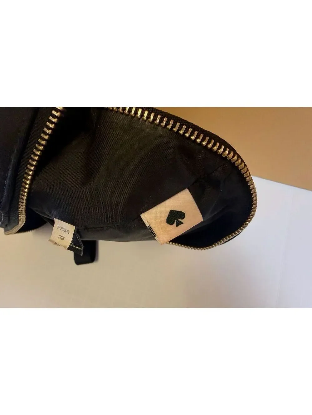 Kate Spade Black Nylon Cosmetic Pouch Makeup Bag Gold Hardware OS